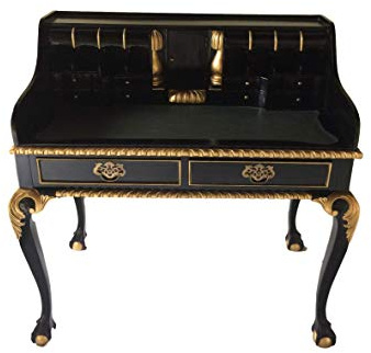 Antiker Sekreterare Barock Louis Seize renässans Rokoko färg: svart/guld skrivbord toalettbord längd 102 x höjd 108 x bredd 58 cm nr 5