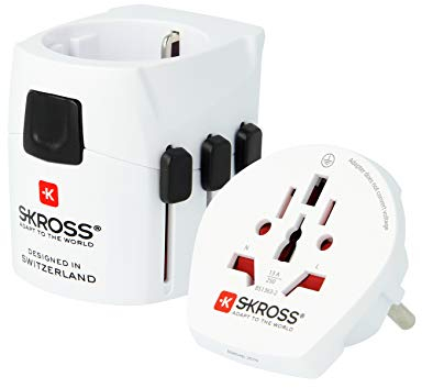 SKROSS | 1.103165 | PRO Light-World | Adattatore Universale da Viaggio a 2 e 3 Poli - Da e Per più di 200 Nazioni - Potenza Massima 1535 Watt. Protezione Anti Scossa