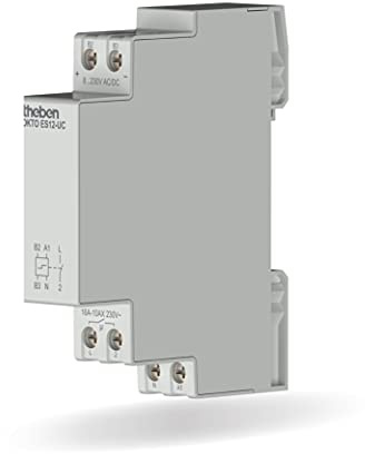 Theben 3120131 OKTO ES12-UC Stromstoßschalter elektronisch Multispannung | 8-230 V UC, REG, DIN-Schiene/Hutschiene, 1 Kanal, SELV, 600 W LED, 100 mA Glimmlast, Nulldurchgang, 3-/4-Leiter automatisch