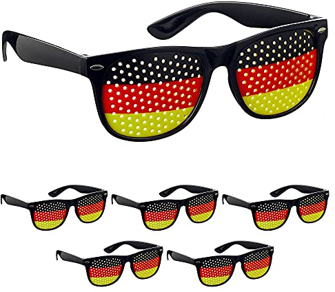 Cepewa Fanartikel WM EM │6er Set Brille Sonnenbrille Fanbrille │Fanmeile Public Viewing │schwarz rot Gold (6 x Brille Deutschland)