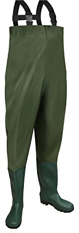 Lospitch Wathose 70D Nylon Composite PVC Angelhose, mit rutschfesten Gummistiefeln, Teichhose, Hochwasserhose, geeignet für Baustellen, Angeln, Bauernhöfe, Gärten (46/47XXL)