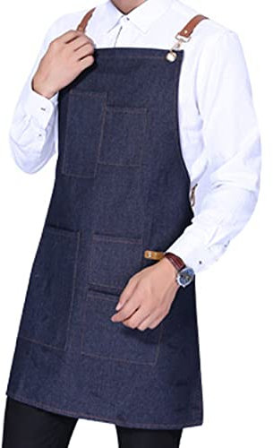 fayengan Arbeitsschürze Herren,Robuste Werkzeugschürze Für Männer, Arbeitsschürze Mit Werkzeugtaschen Für Küche, Garten, Keramik, Werkstatt, Garage Und Mehr (Color : Blue, Size : XL)