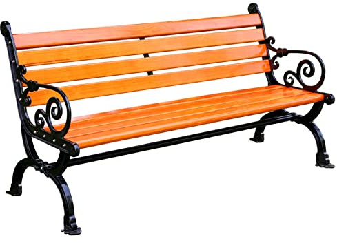 Gartenbank Wetterfest 2 Sitzer Metall Holz 120/150 cm Holzbank Sitzbank Parkbank Balkonbank Holzgartenbank, Ergonomische Sitzfläche, Diverse Modelle(A,1.5m)