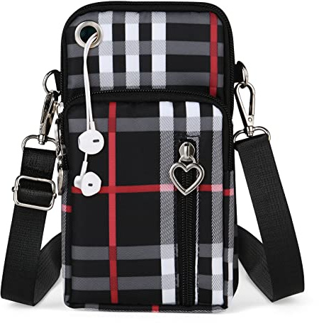 Aucuu Women Crossbody Phone Bag, Nylon Mini Crossbody Shoulder Bag Wrist Bag with Detachable Adjustable Straps, Cellphone Purse Armband with Headphone Port for cellphones under 7 inches