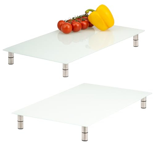 bremermann Herdabdeckplatte, 2er Set, Sicherheitsglas, ca. 30 x 6 x 52 cm B/H/T variabler Fuß (Weiß)