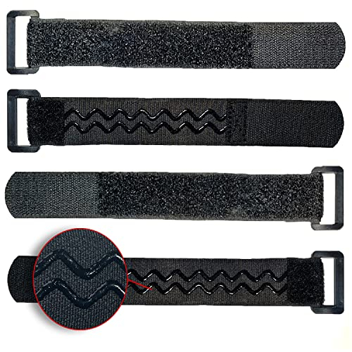 FrogJim 4x Correas de sujeción gancho y bucle 20 cm negro con tope antideslizante, ideales como sujetadores para bicicletas o esquís. Cinta reutilizable 30 mm ancho para fijar y agrupar KSS2004