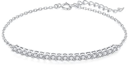 JewelryPalace Rund 2.5mm Zirkonia Armband Damen Silber 925, Simulierter Diamant Braut Armreif Schmuck Set Frauen, Armbänder Mädchen Verstellbar Armreifen mit Stein, Geschenk Freundin Rosegold Gold