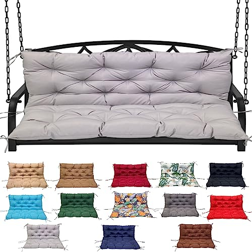 FUYAO Bankauflage Sitzkissen & Rückenkissen Outdoor Wasserdicht Polsterauflage Abnehmbarem Gartenbankauflage Bankkissen Für Gartenmöbel Gartenbank Hollywoodschaukel(Size:60X40INCH,Color:Grey)
