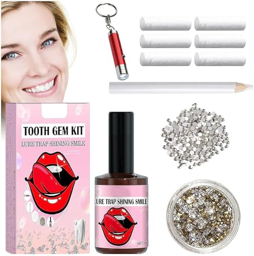 Pemarlis 10PCS Gemma dei Gioielli del Dente, set di gioielli dentali con colla per denti, Kit Brillantini per Denti Fai da Te Dente Gemma Kit, Set di Diamanti per Decorare Denti e Unghie(1)