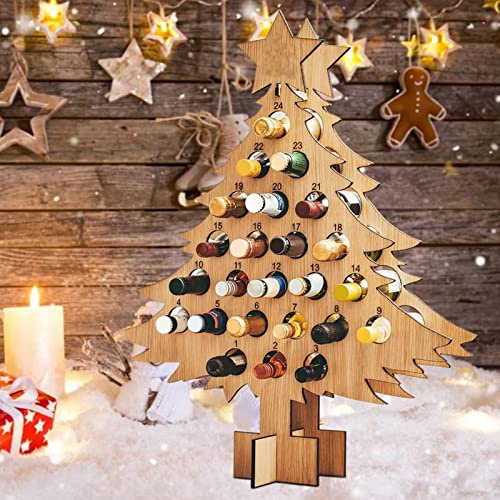 JUOPZKENN Weihnachten Adventskalender Holz Weihnachtsbaum Flaschenhalter Rack Countdown Weinflaschenregal Weihnachtsdekorationen Geschenk(#3)