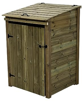 Arbor Garden Solutions Wheelie bin storage pressure treated garden recycling store lid shed outdoor trash cover - Premium Tongue And Groove (Single, without shelf)
