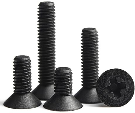 SEIDER 20/50 Stück M2 M2,5 M3 M4 M5 M6 M8 Schwarz/Weiß Nylon Senkkopfschrauben Kunststoff Flachkopfschrauben Länge: 4~40 mm(Black,M3x10 (50pcs))