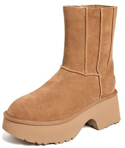 UGG Nuovi Stivali Classici in Pelle Marrone con Doppia Cucitura
