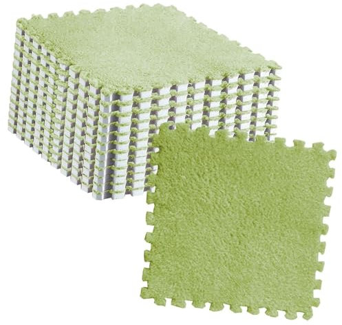 Plüschschaum-Teppichfliesen rutschfeste Spielmatte,30x30x1 cm Dicke Weiche Puzzle-Bodenmatte,DIY-ineinandergreifende Kletterteppich Für Den Heimboden(Size:8pcs,Color:grünes Gras)