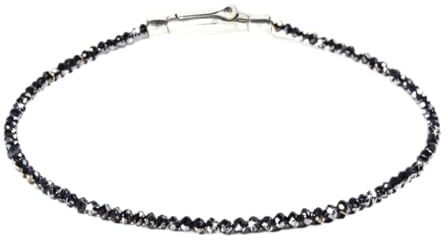 GLOWYBOX Diamant Armband aus natürlichen, echten Diamanten facettiert, Verschluss 925er Sterling Silber Tennisarmband, Diamantarmband Geschenkidee für Damen Frauen, Herren,Männer (schwarz, 18)