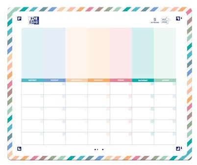 Oxford Planificador Semanal/Mensual Magnético con 3 Rotuladores y Set de Imanes, Colección Colorblock