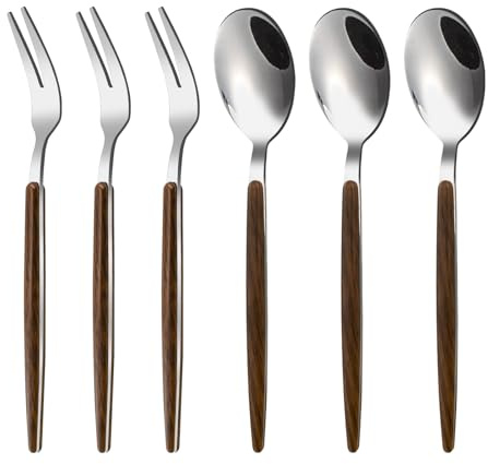 VANRA Juego de cucharas de café, tenedores de postre, mini cuchara de aperitivo, cucharillas pequeñas de acero inoxidable, cubiertos de plata, cucharas de té, tenedores de ensalada