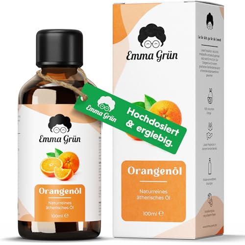 Emma Grün® Orangenöl Ätherisches Öl 100ml [100% NATURREIN] - Duftöl Orange für Raumduft, Aroma Diffuser, Duftlampe - Massageöl, Duftöle Kerzenherstellung & Seife - Ätherisches Orangenöl