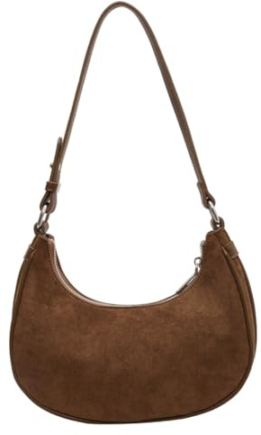 Braune Geldbörsen für Damen, Wildleder-Geldbörse, Luna-Tasche, Wildleder-Halbmond-Umhängetasche, braune Umhängetasche, Wildledertasche, Hobo-Handtasche