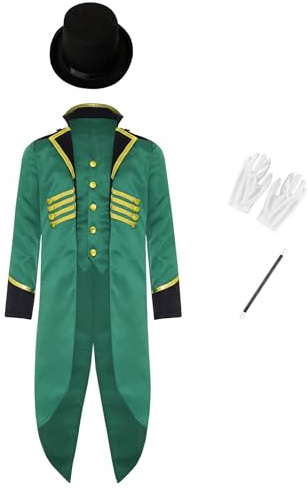 Hedmy Boy Steampunk Tailcoat Halloween Medieval Renaissance Clothes Victorian Pirate Vampire Jacket Frock Coat Green 16 Years