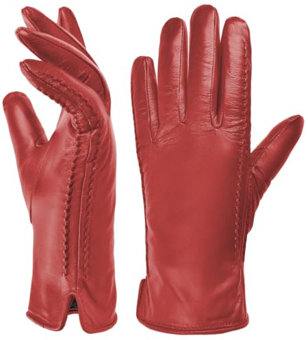 Harssidanzar Damen Fahrhandschuhe Leder Winter HL001EU