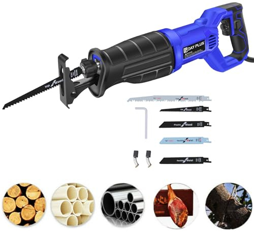 Scie à guichet électrique 900W Outil électrique de jardin Scie d'élagage Changement de lame gratuit Vitesse variable pour métal Plastique Coupe de bois avec 5 lames