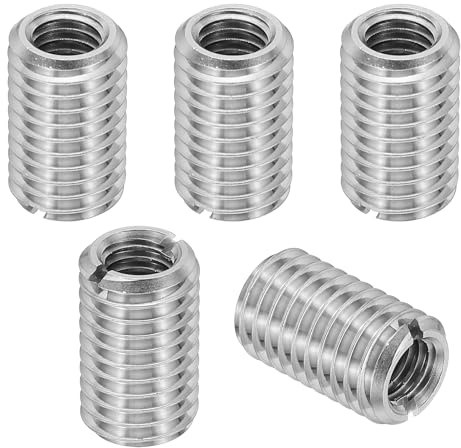 PATIKIL 5 Stück Gewindeeinsatz, M12 auf M8 x 20 mm Edelstahl Reduziermutter Gewindehülse, Schlitzen gewindeadapter m12 m8 Gewindeeinsätze hülse reduziermutter, gewinde reparatur