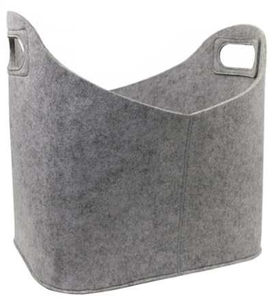 GSCLZ Felt Wood Storage Basket Firewood Felt Basket Felt Storage Basket With Handle Foldable(Gray)
