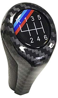Manopola Cambio Auto Pomello del cambio for BMW 1 3 5 6 Serie E46 E53 E60 E61 E63 E65 E81 E82 E83 E87 E90 E91 E92 X1 X3 X5 Cromato Opaco In Fibra di Carbonio Pomello Cambio Universale(Carbon Line 6Spe