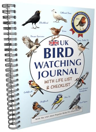 Brittisk fågelskådningsdagbok med livslista och checklista - Förbättra dina observationsfärdigheter med denna fågelskådningsbok med illustrationer av Storbritanniens vanligaste fåglar. En omtänksam