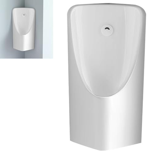 WXXSHGDW Urinal for MäNner, Wandmontiertes Urinal, Eck-Urinal, Keramik-Urinale, Automatische Sensorspülung, Bar Urinale, Urinal für Männer Auslaufsicher, Platzsparend, Leicht zu Reinigen(White)