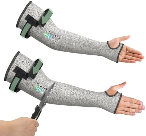 Schwer PRO-SKIN ANSI A6 Cut Resistant Sleeves With 2.0 Detachable Hook and Loop Straps, High Risk Cut Protection Arm Sleeve for Thin Skin, Gardening Sleeves, Protective Sleeve for Arms