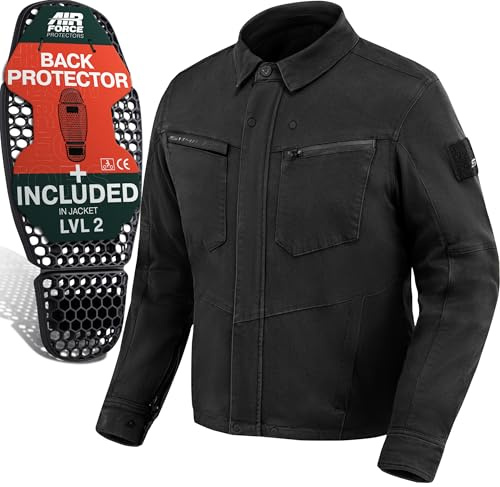 SHIMA Giro jacka, motorcykeljacka, herr med skydd, AirForce ryggskydd, motorcykeljacka, axelskydd, armbågsjacka, stretch, skyddsjackor, skyddsjacka (män, svart, L)