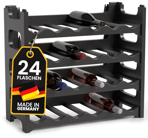 Gardissimo Weinregal für 24 Flaschen Anthrazit Bodenstehend | Flaschenregal, Kunststoff, Stapelbar, Made in Germany