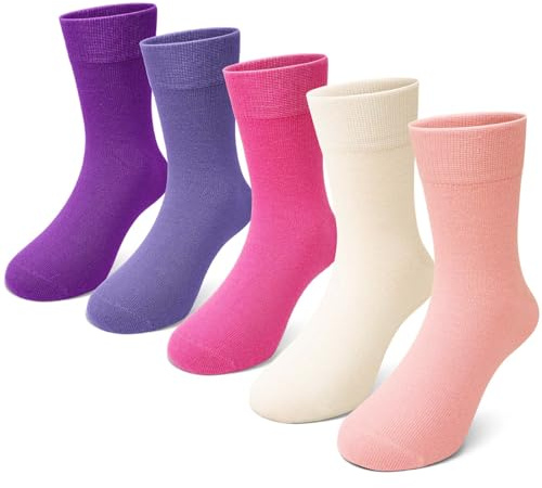 PUTUO Calcetines Niña Niño de Bambú: Calcetin Sin Costuras para Niños Talla 27-30 – Viscosa de Bambú Suave y Transpirable – 5-7 años Colorido 5 Pares