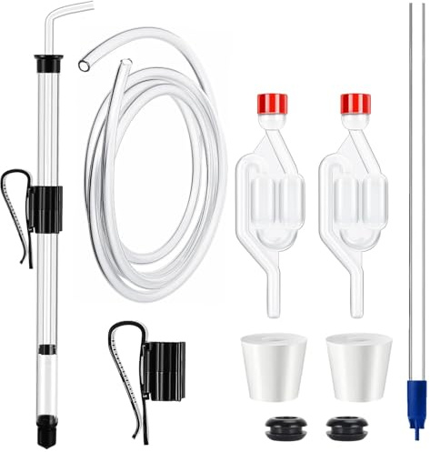 Dbgogo 14” Auto Siphon Homebrew -3/8” Racking Cane, Wine Siphon Pump with 5.5FT Tubing & Clamp, Bottling Wand, Airlock for Fermenting with Stoppers & Grommets, Siphoning Kit for Wine Making Homebrew