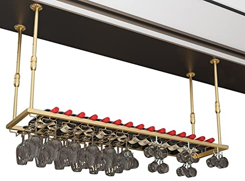 MWAYOYTE Hängendes Weinregal, ld Stielglas-Regalhalter unter dem Schrank, Weinflaschenregale aus Metall, Deckenregal für Küchenrestaurants und Bars