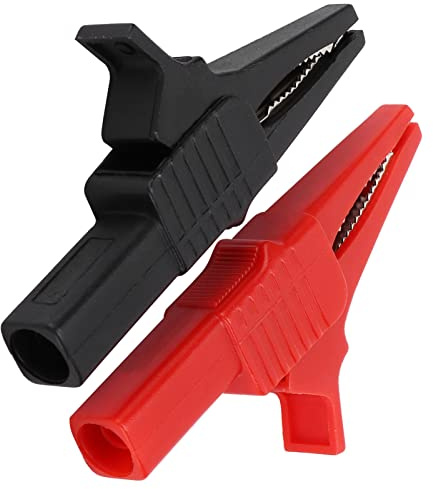 CYTGOUPER 2PCS Insulated Alligator Clips,4mm Banana Plug Multimeter Crocodile Clips Electrical,1000V 32A Red Black Flame Retardant Crocodile Clips Measuring for Multimeter Clamp