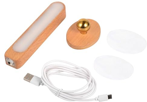 BLNGET Lámpara de pared LED de madera giratoria de 360 grados, recargable por USB, luz nocturna LED para dormitorio, mesita de noche, montada en la noche con conexión