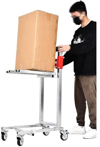 Carrello elevatore manuale in acciaio zincato for garage/magazzini/supermercati, carrello elevatore pieghevole a manovella for impieghi gravosi, capacità di carico di 130 libbre.