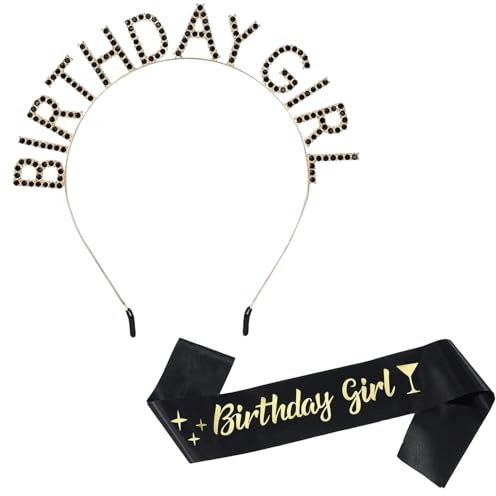Tiyujonem Birthday Girl Sash and Crown Set for Women's Party Celebrations
