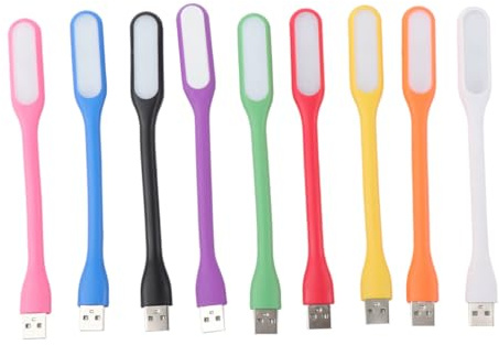 DECORNIJIA 10 Pezzi Lampade USB LED Flessibili Portatili per Lettura e Luce Notturna Protezione con LED e Schermo Diffusore Compatibili con Power Bank Pc Laptop Notebook Design Durevole e