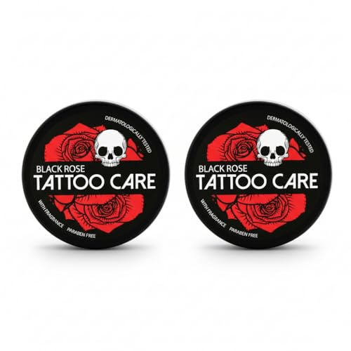 Tattoo Care Black Rose - Tattoo Creme - 2 x 35 g - Intensive Pflege & Hautschutz - Für neue & alte Tätowierungen - Farbintensiv, Schützt vor Verblassen