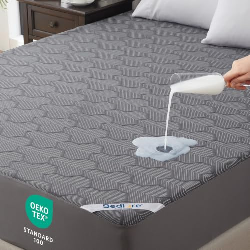 BEDLORE Matratzenschoner 180x200cm 100% Wasserdicht & Atmungsaktiv, Grau | Premium-TPU-Membran, 3D-Luft-Bambusgewebe, 40cm Tiefe Taschen, Maschinenwaschbar bei 40°C–60°C, OEKO-TEX Zertifiziert