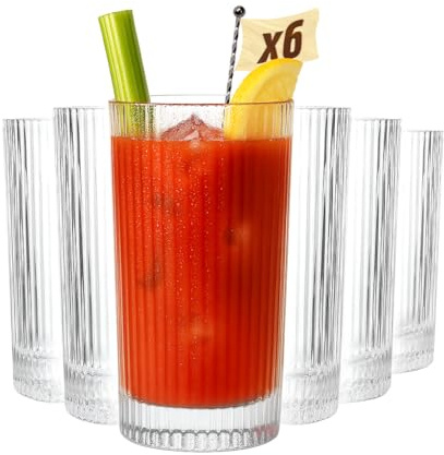 MUVELL 6er Longdrink Gläser Set „France“ - 380 ml Latte Macchiato Gläser & Trinkgläser - 3 mm Glasstärke - ideal als Matcha Gläser, Cocktailgläser & Wassergläser - spülmaschinenfest & bruchsicher