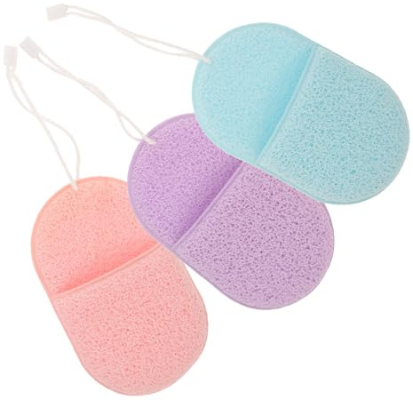 CHICAMPERA 3 Esponjas Limpiadoras Cara, Guantes Exfoliantes de Esponja, 3 Piezas para Desmaquillar y Limpieza Cómoda en Rutina de Cuidado Facial en Casa