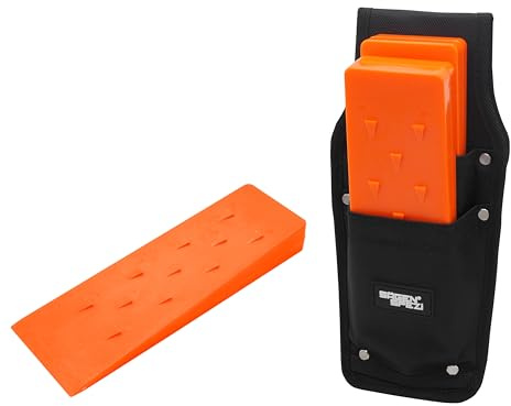 SÄGENSPEZI Set: borsa a cuneo con 3 cunei da 250 mm | fondina a cuneo | per cinture forestali, cinture o cinture degli attrezzi | senza piega per evitare che i cunei cadano rimangano appesi