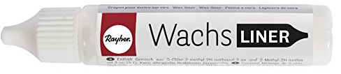 RAYHER HOBBY Rayher 31500102 Wachs-Liner, weiß, Flasche 30 ml, zum Kerzen bemalen, Wachsstift, Flüssigwachs zum Malen direkt aus der Flasche