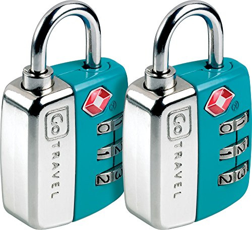 Go Travel TSA Luggage Lock - Sentry 3-Dial Combination, Twin Pack | Keeps your suitcase secure through airport security - approved padlock inspectable without being cut by security. Ref 344.
