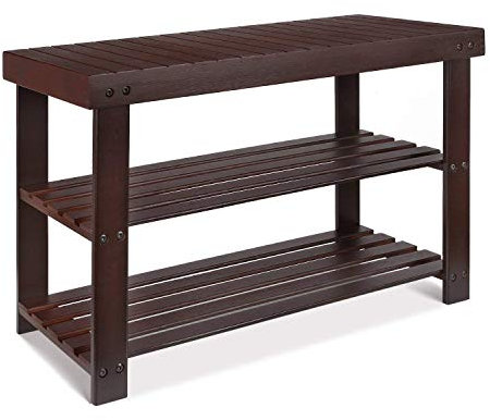 Muebles Roundhill Pina calidad madera maciza zapatero, acabado en cerezo